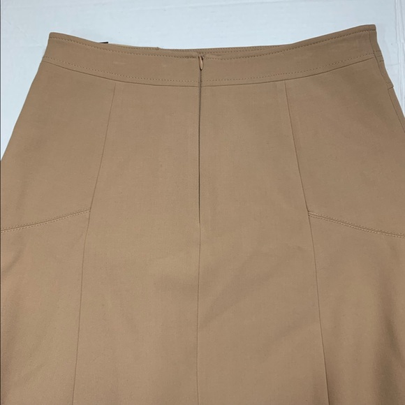 Karen Millen Camel Compact Stretch Buckle Detail A Line Full Skirt Size 8US - Picture 13 of 14